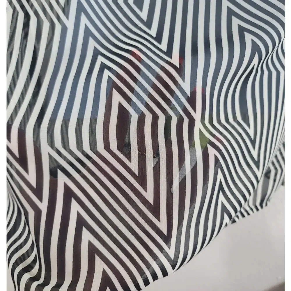 Mentha & Chocolate Black White Yellow Geo Print Sheer Top Medium Lightweight